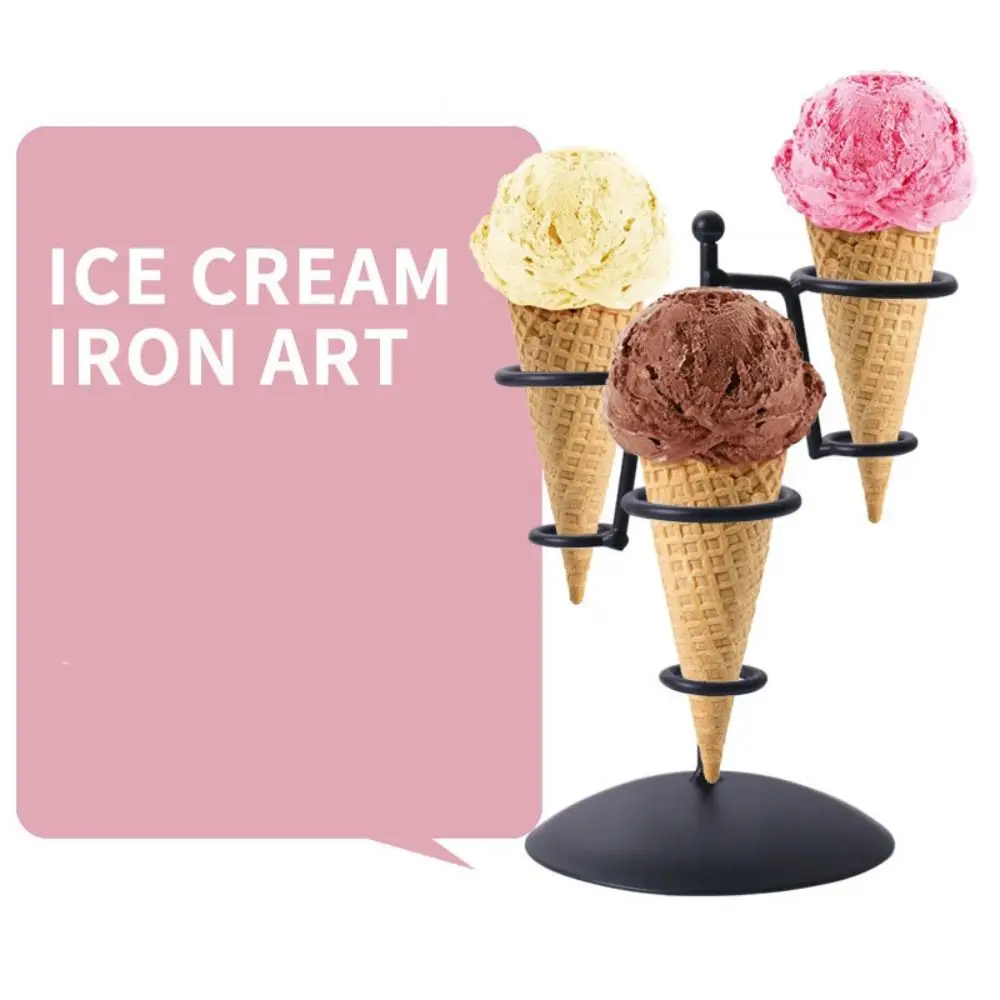 High-quality Iron Ice Cream Holder Display Rack Ice Cream Sweet Cone Holder Sweet Cone Sundae Dessert Stand Kitchen - Image 5