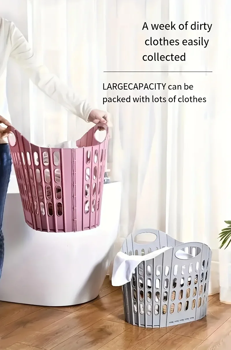 1pc Collapsible Laundry Hamper, High Capacity Portable Fabric Basket, Space Saving Foldable Storage Bin for Bathroom Bedroom - Image 12