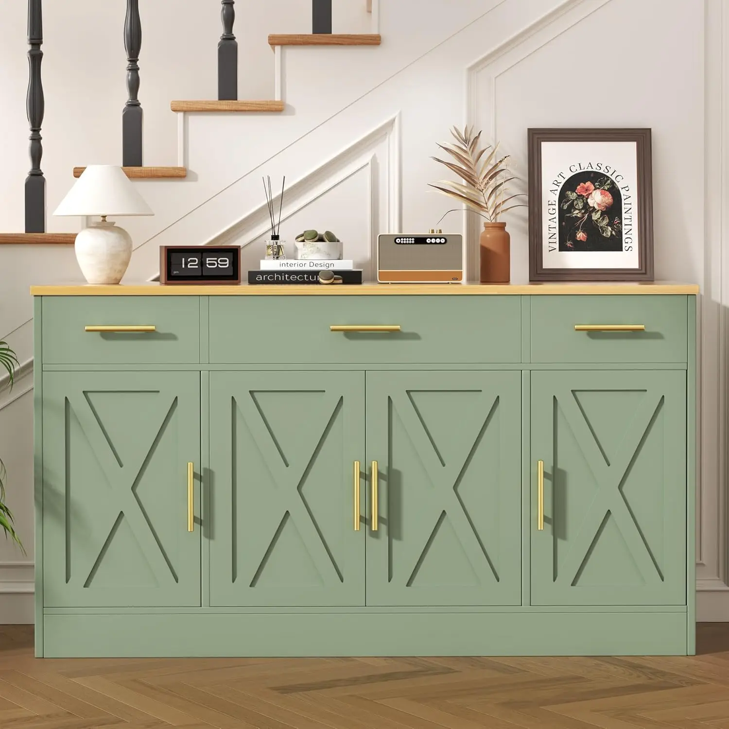 53" Large Buffet Cabinet Storage Sideboard Adjustable Shelves Drawers Kitchen Dining Room Custom - Image 3
