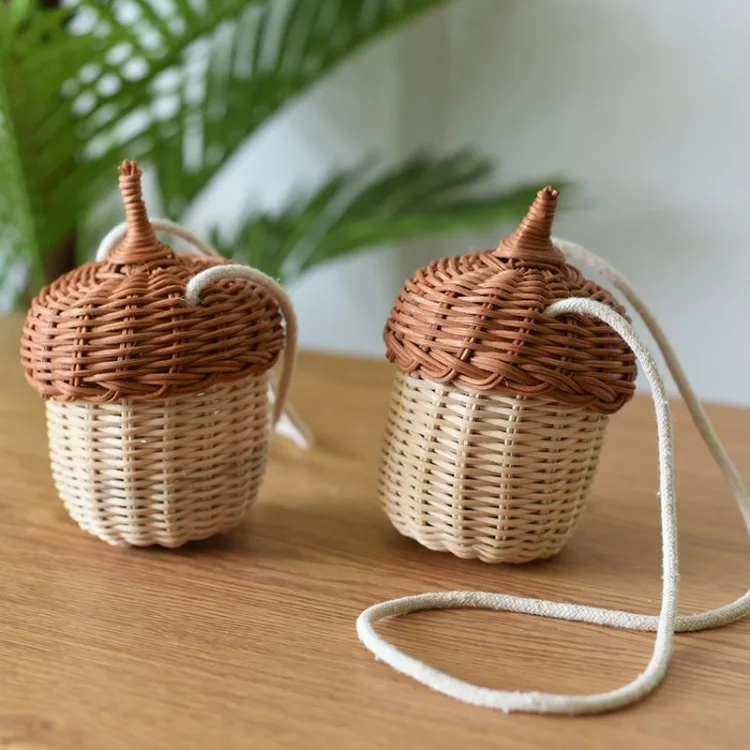 Rattan Woven Mushroom Basket Summer Portable Children Woven Bags Outdoor Vacation Picnic Baskets Kids Toy Sundries Organizer - Image 37