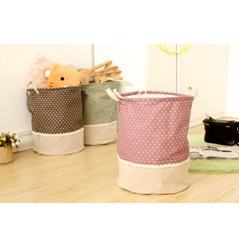 Zakka 3 Sizes The beam port Linen Multi-function Handle Stackable storage barrel Laundry basket Toy Storage box storage basket - Image 12