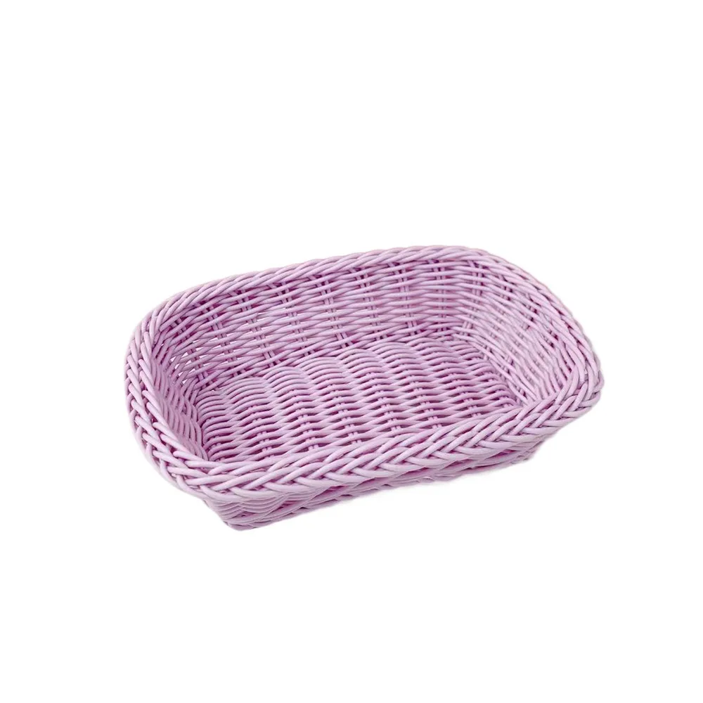 New Hand Woven Imitation Rattan Basket Plastic Heart Shape Wicker Basket Storage Basket Photo Props - Image 11