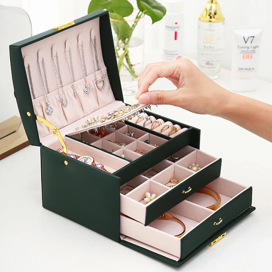 1PC, lock arch three-layer jewelry box, suitable for all kinds of jewelry storage - Image 3