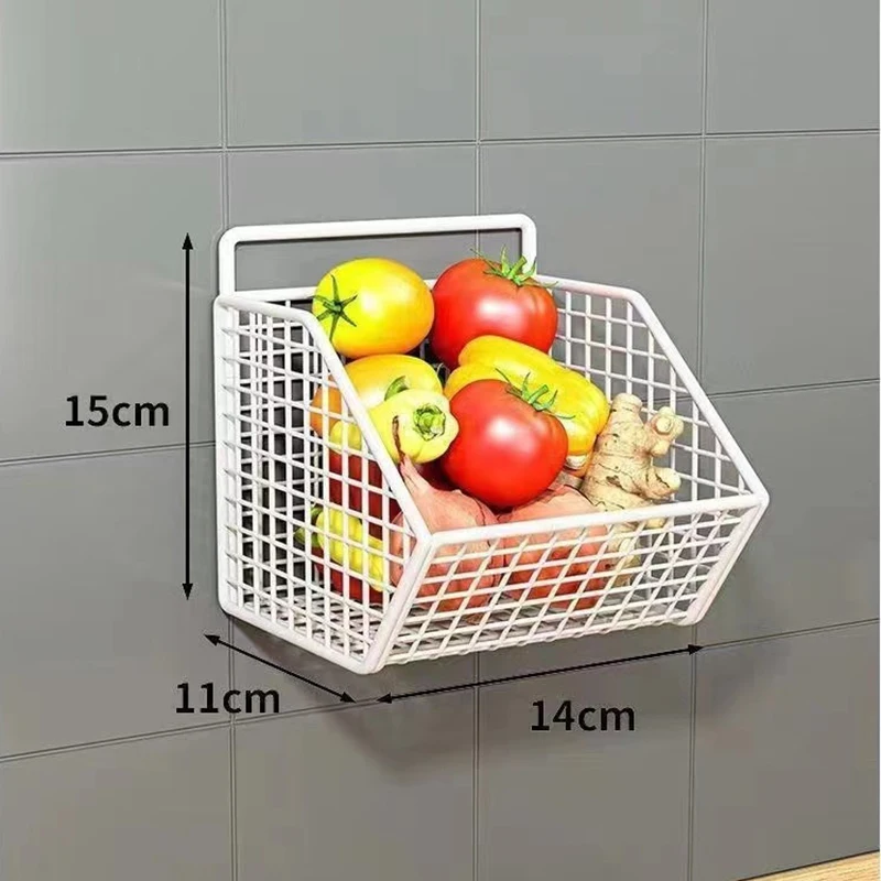 Storage Basket Free Punching Ginger Garlic Hanging Basket Kitchen Shelf Wall-mounted Condiment Frame Household Utensils - Image 6