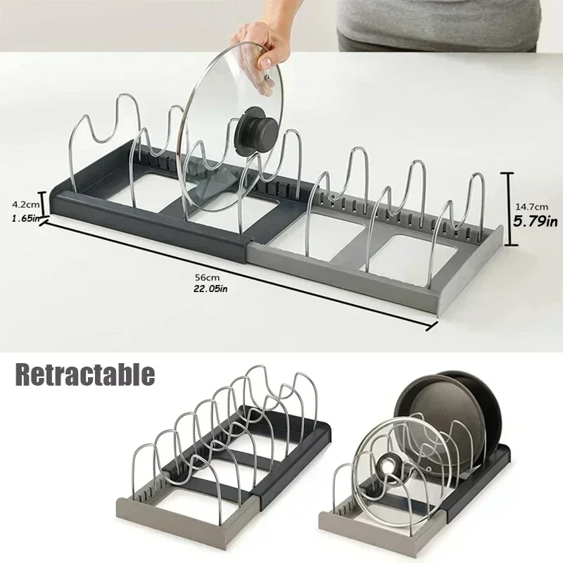Expandable Pots and Pans Storage Rack for Cabinets Pot and Lid Holder with 6 Adjustable Shelves for Kitchen Organization Tools - Image 9