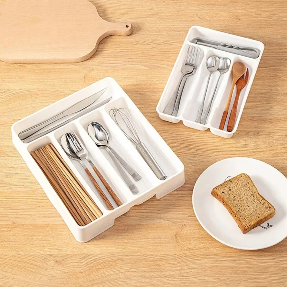 4/5 Compartment Cutlery Tray Rectangle Kitchen Drawer Organizer for Spoon Fork Separation Easy-Clean Home Storage Box decorative - Image 9