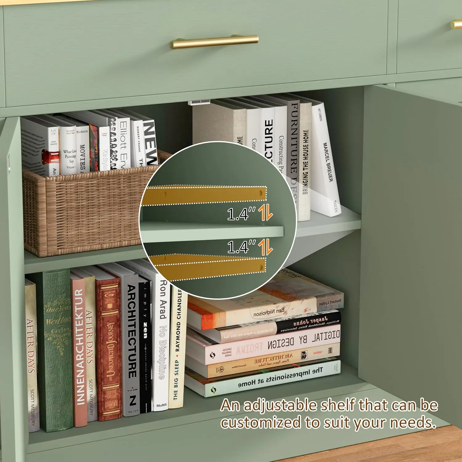 53" Large Buffet Cabinet Storage Sideboard Adjustable Shelves Drawers Kitchen Dining Room Custom - Image 15