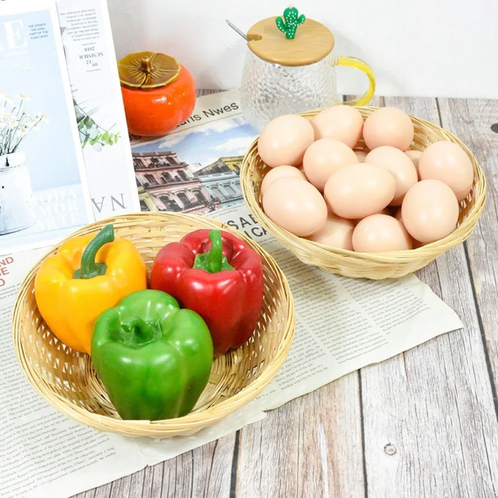 Vegetable Food Storage Basket Bread Fruit Round Dustpan Decorative Woven Basket Desktop Decoration Egg Basket - Image 19