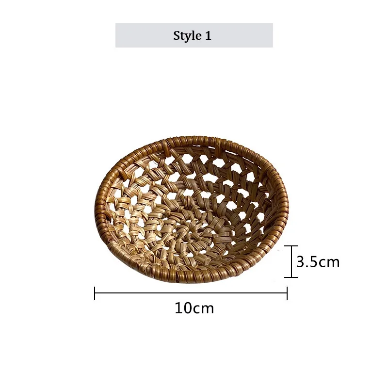 Minimalist Handwoven Rattan Baskets,Round Hollow Storage Trays for Fruit, Vegetables, Snacks, Decorative Wicker Basket for Home - Image 6