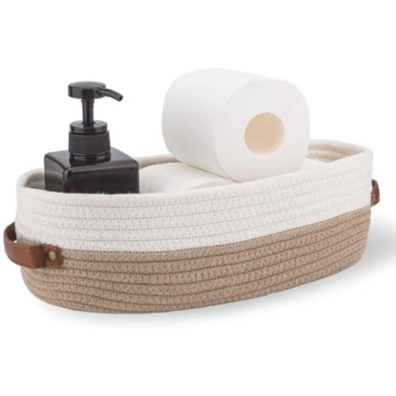 Bathroom Storage Basket, Oval Woven Multifunctional Desktop Organizer, Toilet Paper Holder, Toy Storage Basket
