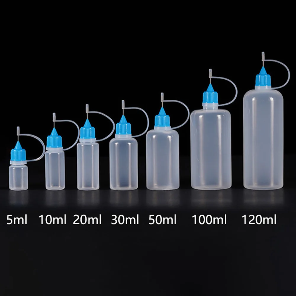 5ml 10ml 20ml 30ml 100ml 120ml PE Plastic Squeezable Tip Applicator Bottle Refillable Dropper with Needle Tip Caps Oil Bottles - Image 6