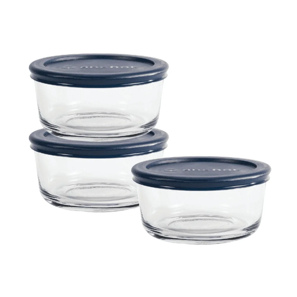 Glass Storage Containers Set of 3 BPA-Free Food Storage Round 2 Cup Microwave Safe Dishwasher Safe Stackable Storage Jars - Image 3