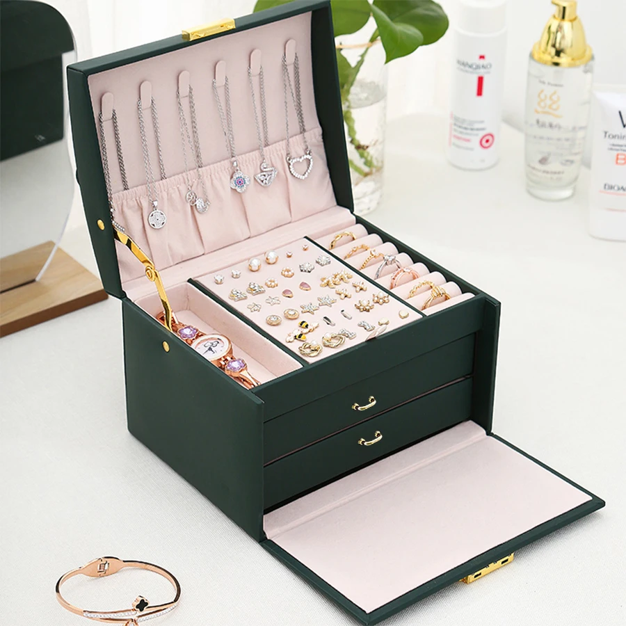 1PC, lock arch three-layer jewelry box, suitable for all kinds of jewelry storage - Image 4