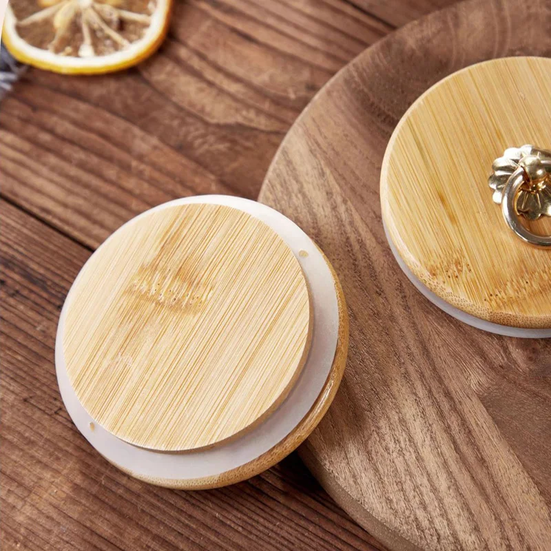 Food Container Kitchen Storage Bottles Glass Airtight Canister Grains Tea Coffee Beans Grains Candy Jars with Wood Lid and Spoon - Image 4