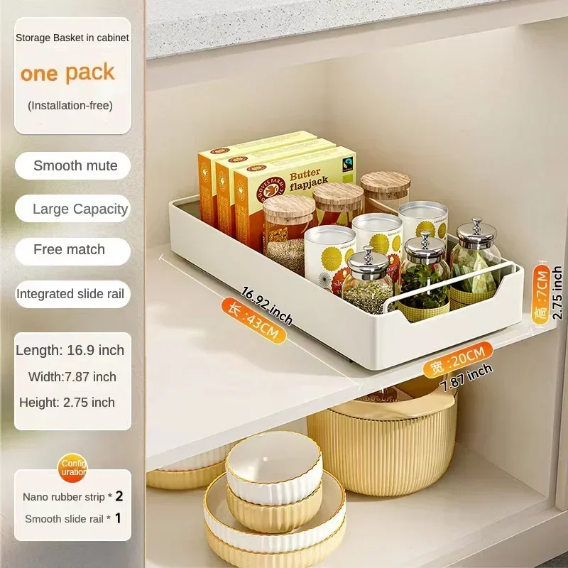 New Kitchen Storage Rack with Slide Rails Pull-out Kitchen Drawer Type Storage Tray Spice Box Storage Rack Cabinets Organizer - Image 20