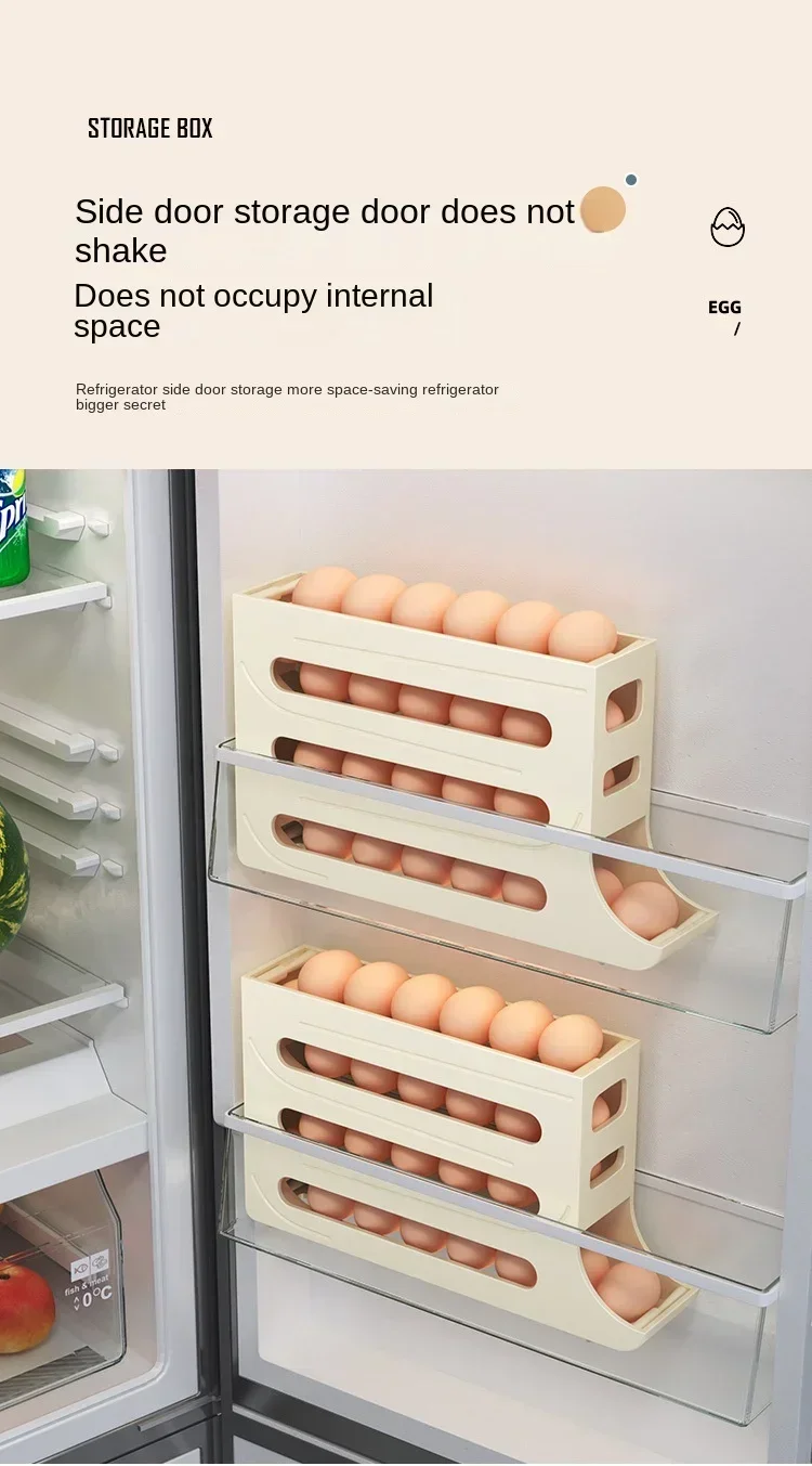 4 Layer Automatic Rolling Egg Dispenser Refrigerator Storage Box Fridge Organizer Rack for Kitchen - Image 12