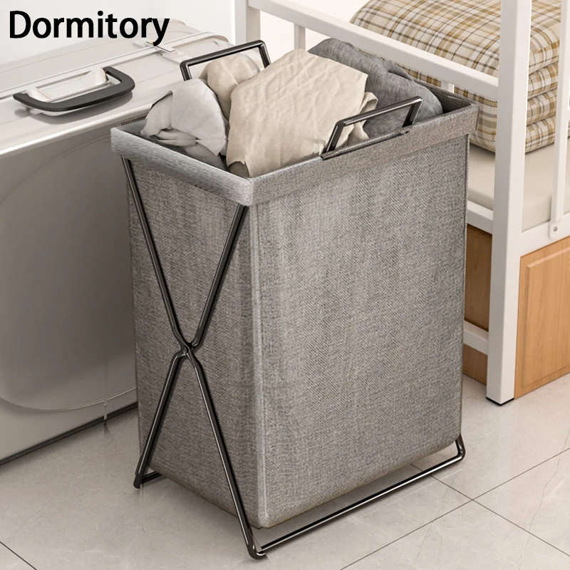 Foldable Fabric Laundry Hamper - Large Capacity Storage Basket with Metal Frame, for Bedroom, Bathroom & Home Organizing (Gray/B - Image 24
