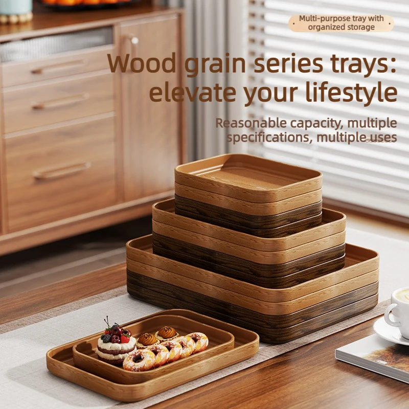 Extra-Thick Wood Grain Rectangular Serving Trays - Multi-Purpose Plates for Home Kitchen, Restaurant & Commercial Catering Use - Image 13