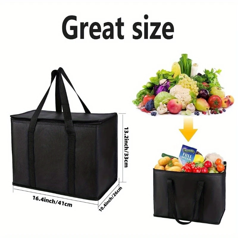 Large Insulated Storage Basket with Lid, Foldable Shopping Cooler Box, Multifunctional Portable Basket for Beach Holiday Party - Image 2