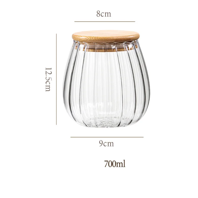 Food Container Kitchen Storage Bottles Glass Airtight Canister Grains Tea Coffee Beans Grains Candy Jars with Wood Lid and Spoon - Image 7