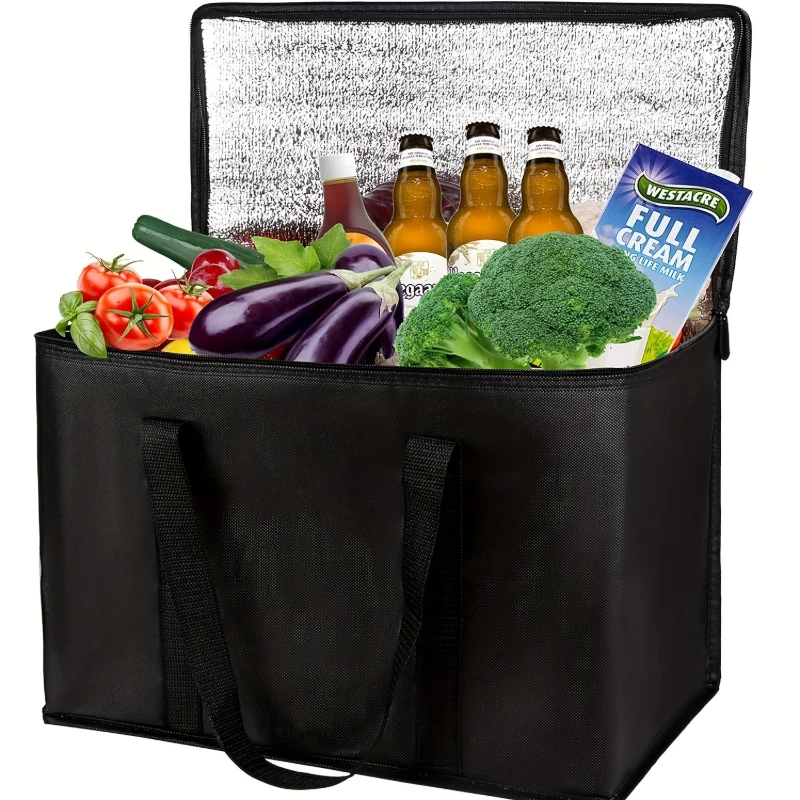 Large Insulated Storage Basket with Lid, Foldable Shopping Cooler Box, Multifunctional Portable Basket for Beach Holiday Party - Image 8