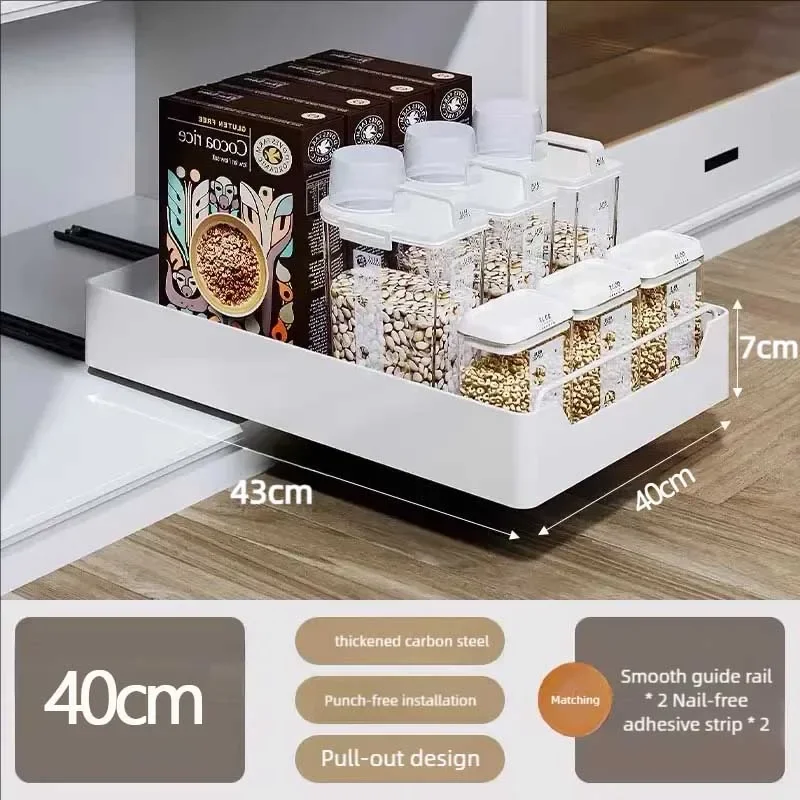 New Kitchen Storage Rack with Slide Rails Pull-out Kitchen Drawer Type Storage Tray Spice Box Storage Rack Cabinets Organizer - Image 19