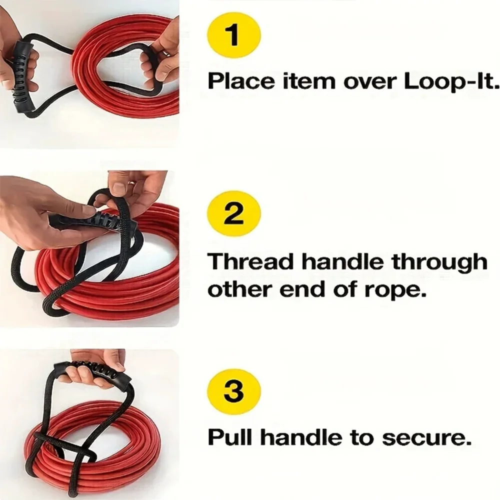 Storage Strap Heavy-Duty Hook and Loop Cord Carrying Strap Hanger and Organizer with Handle for Pool Hoses Garden Hoses Cables - Image 5