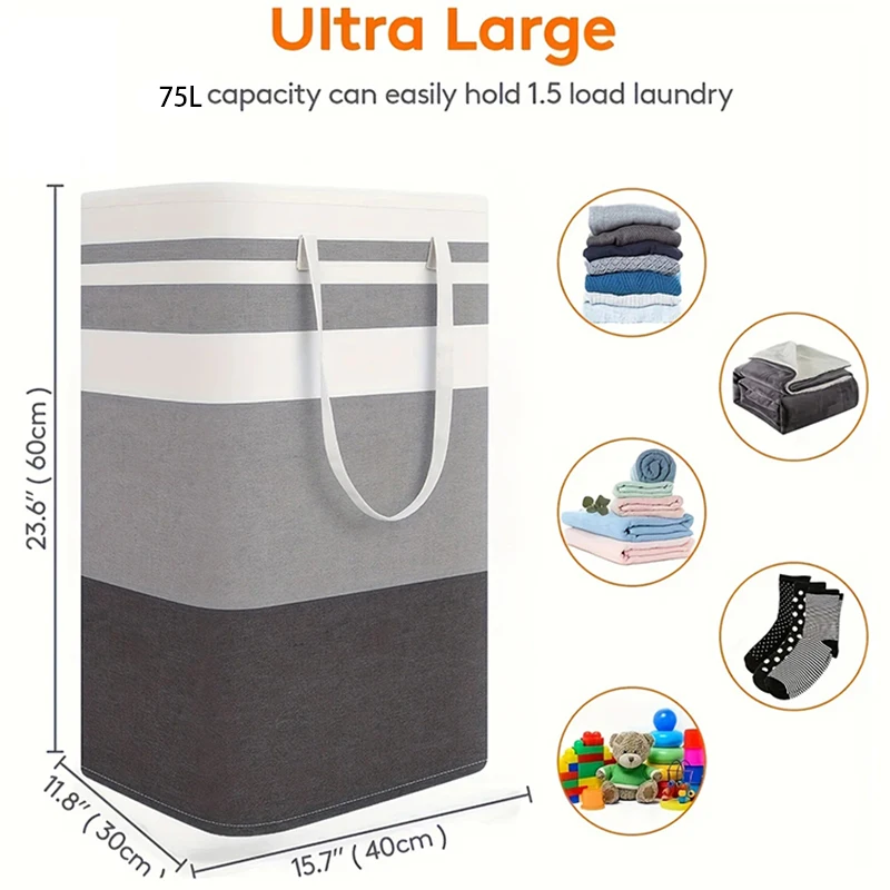 75L Laundry Baskets Large Capacity Dirty Clothes Hamper With Handles Durable Bathroom Clothes Storage Basket For Home Dorm Hotel - Image 8