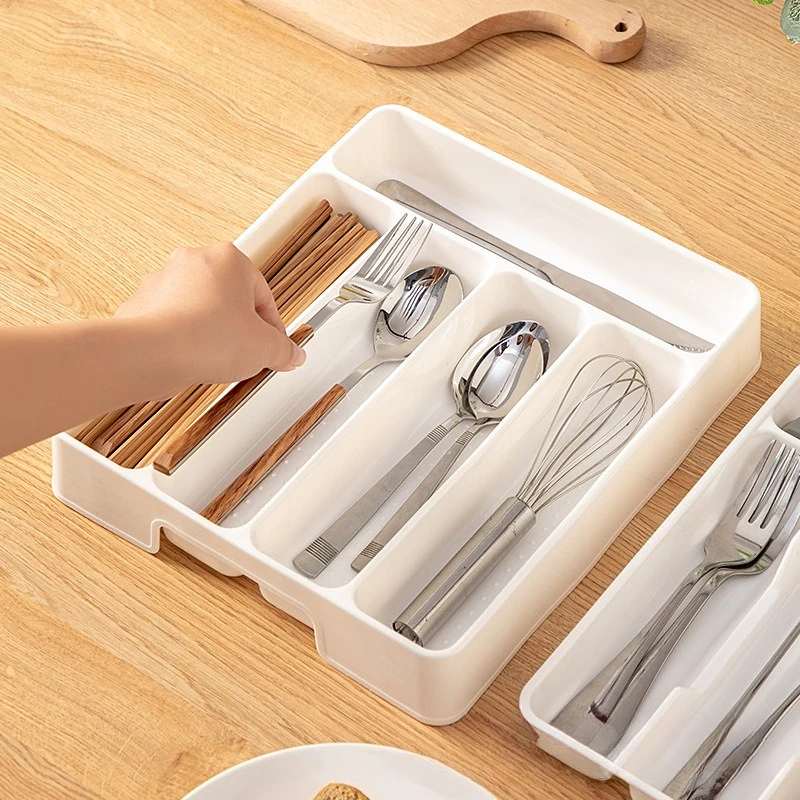 Kitchen Drawer Organizer Adjustable Divider Storage Box for Utensils Cutlery Knife Fork Spoon Chopsticks Cabinet Built In Tray - Image 5