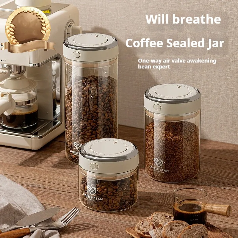 Vacuum Food Grade Coffee Bean Sealed Jar with Date Tracker and Waking Bean Valve Storage Containers for Grain, Snack, Sugar, Tea - Image 3