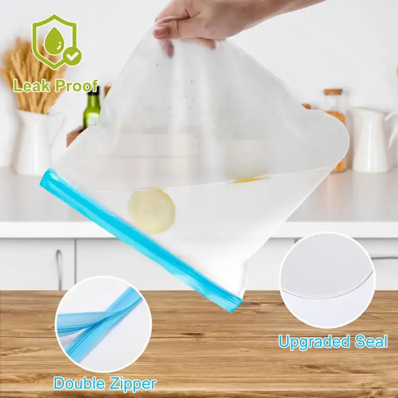 Thickened PEVA Food Bag Reusable Freezer Bag Food Storage Bags Ziplock Leakproof Fresh Snack Bag Food Grade Lunch Bag for Fridge - Image 4