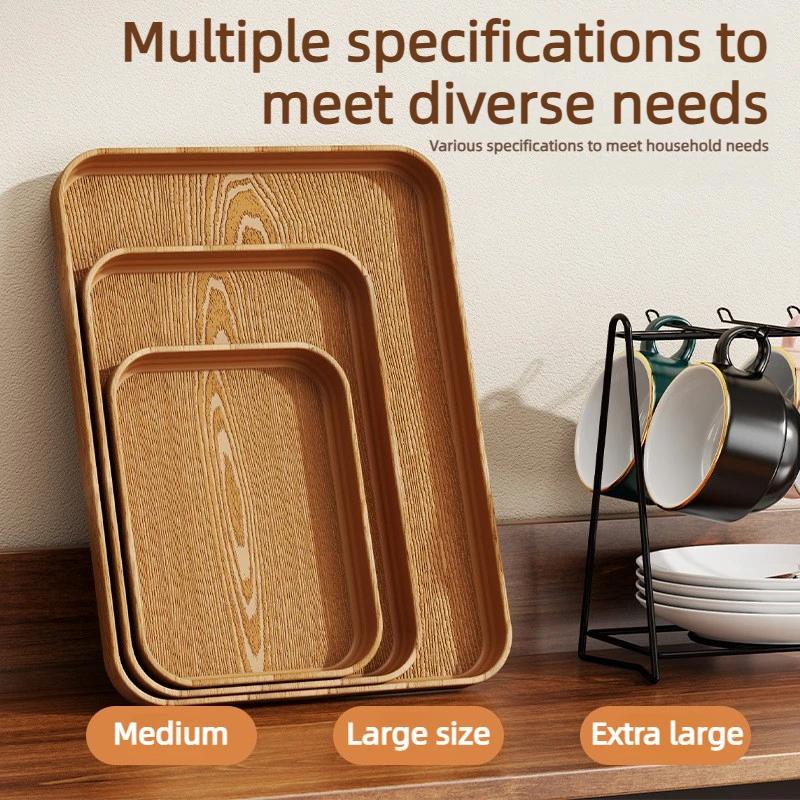 Extra-Thick Wood Grain Rectangular Serving Trays - Multi-Purpose Plates for Home Kitchen, Restaurant & Commercial Catering Use - Image 17