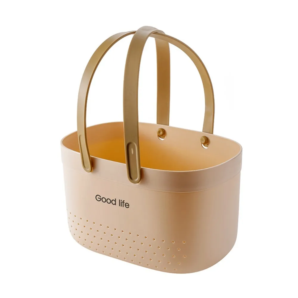 New Large Capacity Wash Basket Plastic Portable Bath Basket Silicone Handheld Space Saving Sundries Storage Basket - Image 7
