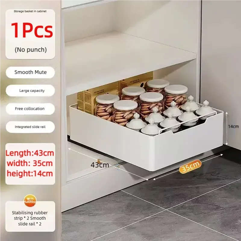 New Kitchen Storage Rack with Slide Rails Pull-out Kitchen Drawer Type Storage Tray Spice Box Storage Rack Cabinets Organizer - Image 25
