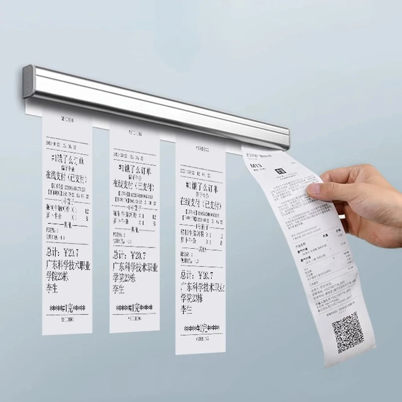 Kitchen Takeaway Order Organizer Ticket Holder Restaurant Kitchen Punch-Free Menu Holder Aluminum Alloy Single Arranging Device - Image 2