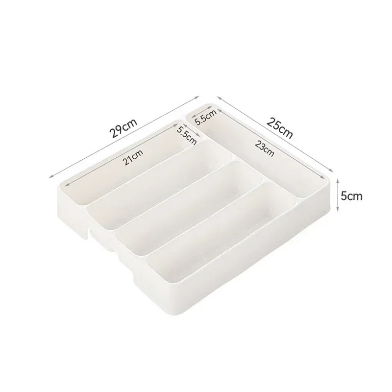 4/5 Compartment Cutlery Tray Rectangle Kitchen Drawer Organizer for Spoon Fork Separation Easy-Clean Home Storage Box decorative - Image 7
