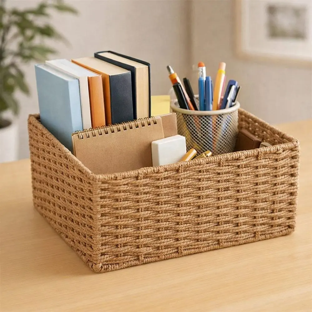 New Large Capacity Woven Storage Basket Handmade Reusable Clothing Storage Basket Snack Sundries Organizer - Image 12