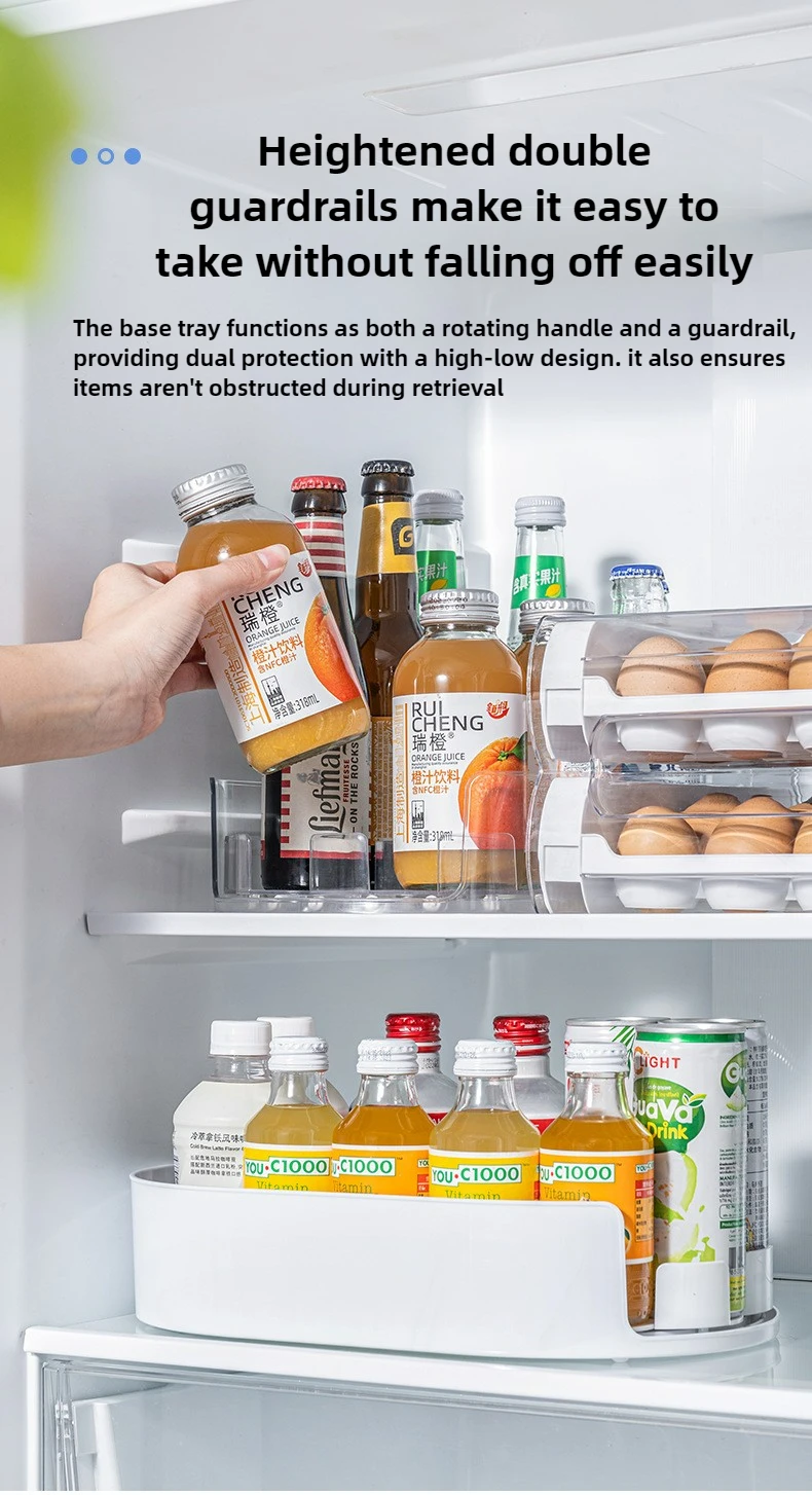 360 Rotating Refrigerator Storage Box Multifunctional Spice Organizer Simple Drink Tray for Kitchen Countertop - Image 15