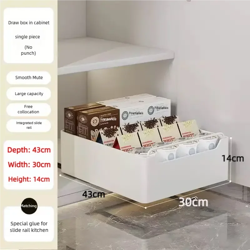 New Kitchen Storage Rack with Slide Rails Pull-out Kitchen Drawer Type Storage Tray Spice Box Storage Rack Cabinets Organizer - Image 16