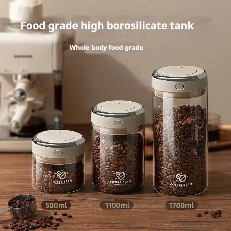 Vacuum Food Grade Coffee Bean Sealed Jar with Date Tracker and Waking Bean Valve Storage Containers for Grain, Snack, Sugar, Tea - Image 2