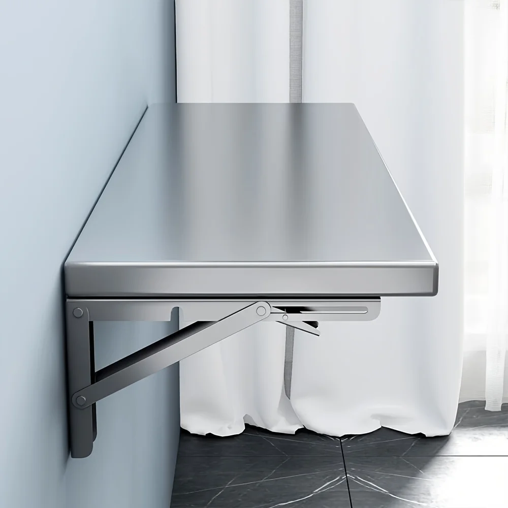 Stainless Steel Wall-Mounted Shelf - Foldable Space-Saving Design, Rust-Resistant & Easy To Clean, 4-Tier Kitchen Storage Rack - Image 2