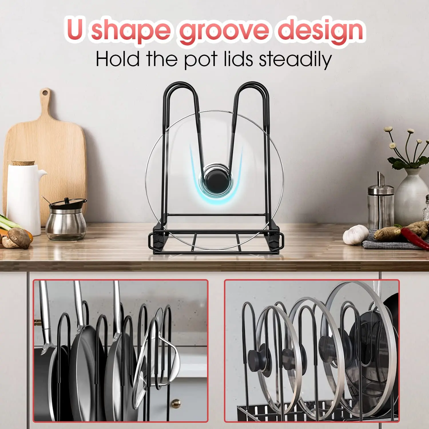 Pot Rack Organizer, 8 Tier Pots and Pans Organizer for Kitchen Organization & Storage, Adjustable Pot Lid Holders & Pan Rack - Image 3