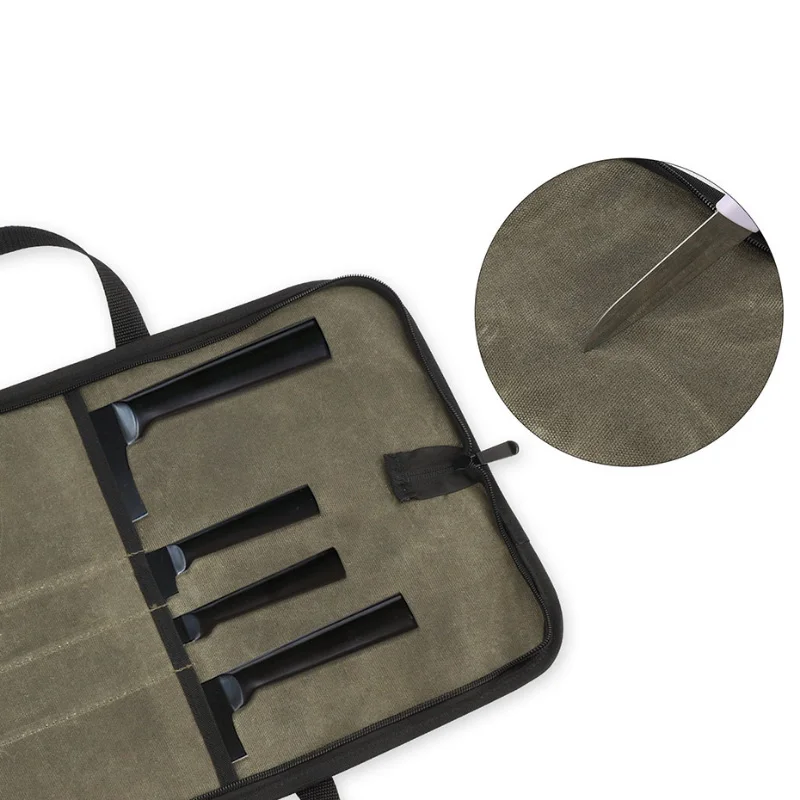 Chef Knives Storage Pouch Organizer Slicing Cleaver Carry Case Pocket Tools Professional Kitchen Knife Roll Bag 4 Slot Portable - Image 5