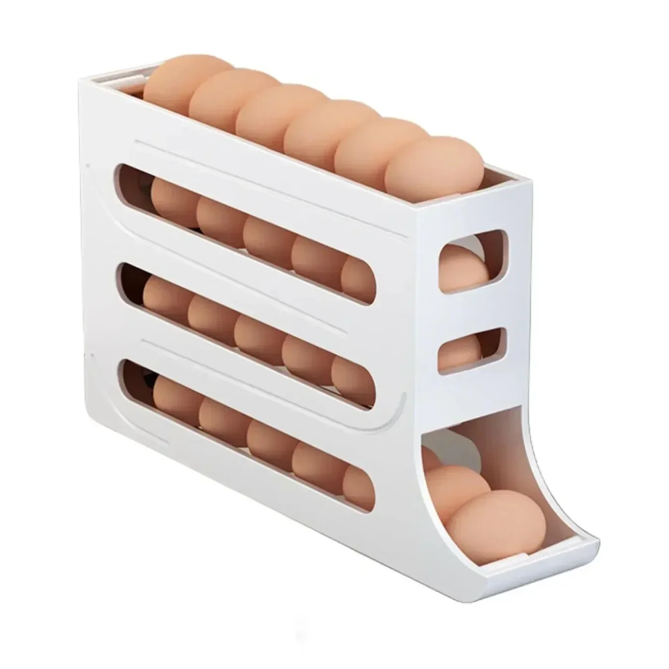 4 Layer Automatic Rolling Egg Dispenser Refrigerator Storage Box Fridge Organizer Rack for Kitchen - Image 7