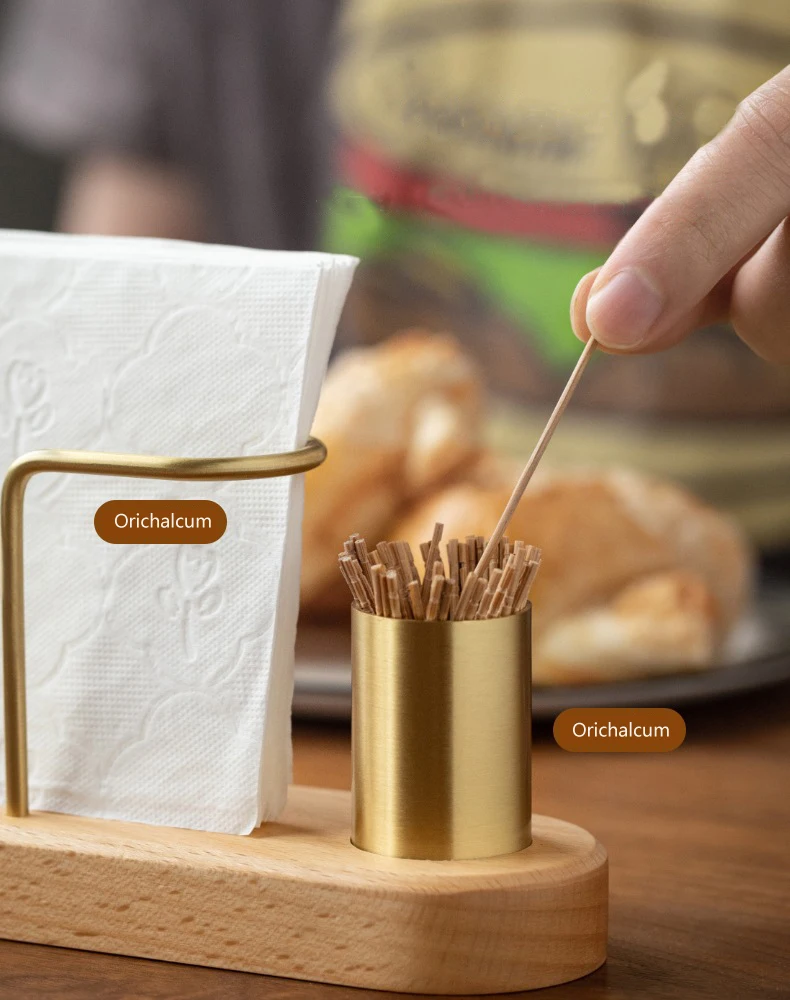 HeMu Walnut Wood & Brass 2-in-1 Napkin Holder with Toothpick Dispenser – Elegant Table Organizer for Kitchen, Dining Room & Cafe - Image 12