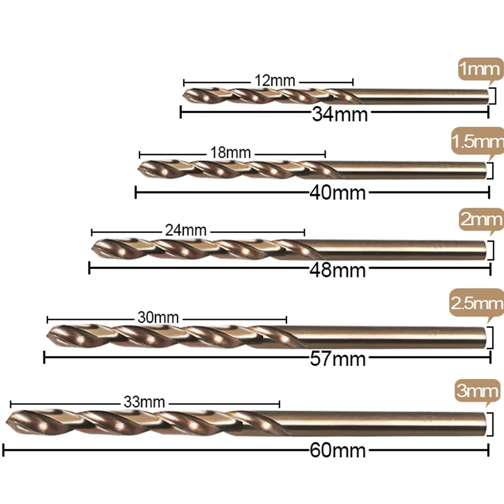 10pcs/set HSS M35 Cobalt Drill Bits 1-3mm for Metal/Stainless Steel - High-Speed Steel Cobalt Coated Drill Bits with Enhanced - Image 10