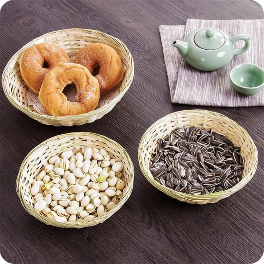 Vegetable Food Storage Basket Bread Fruit Round Dustpan Decorative Woven Basket Desktop Decoration Egg Basket - Image 5