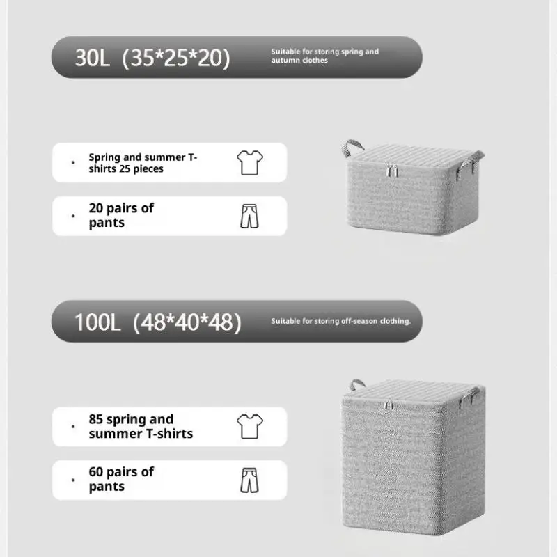 Large Capacity Clothes Storage Box 220L with Lid Organizer Bag for Laundry Basket Home Closet Bedroom Storage Solution - Image 16