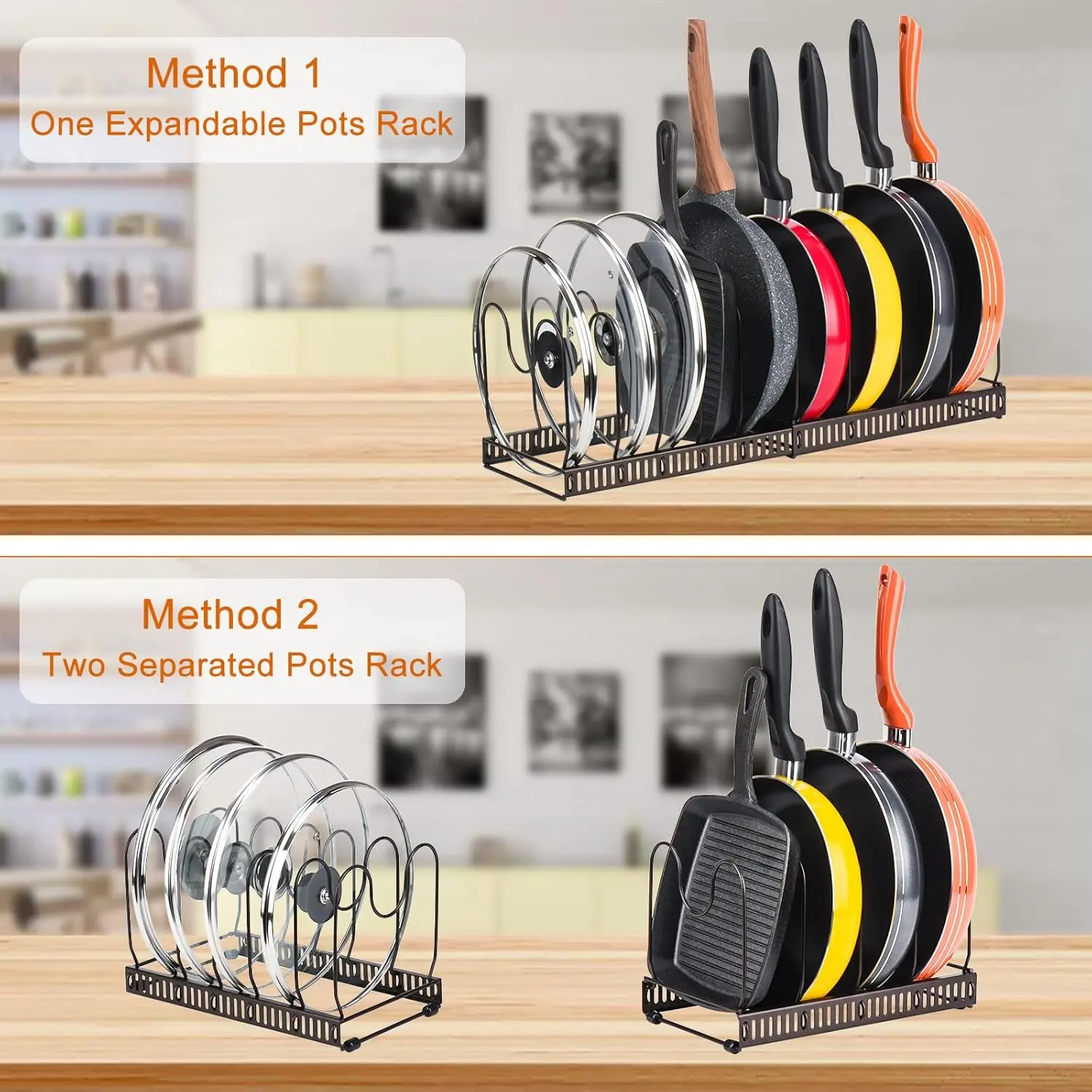 Expandable Pots and Pans Storage Rack for Cabinets Pot and Lid Holder with 6 Adjustable Shelves for Kitchen Organization Tools - Image 6