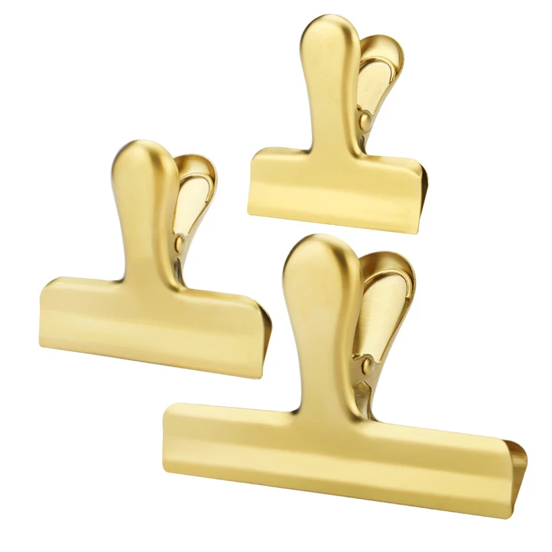 6pcs Stainless Steel Paper Clamps Metal Durables Paper Seal Clip Large Bag Clips for Pictures Photos Coffee Food Bread Bags Kitc